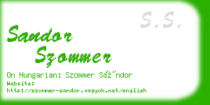 sandor szommer business card